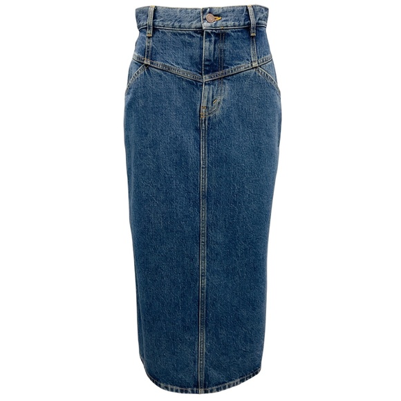 CELINE BLUE 2021 HIGH WAISTED DENIM MIDI SKIRT - Picture 1 of 6
